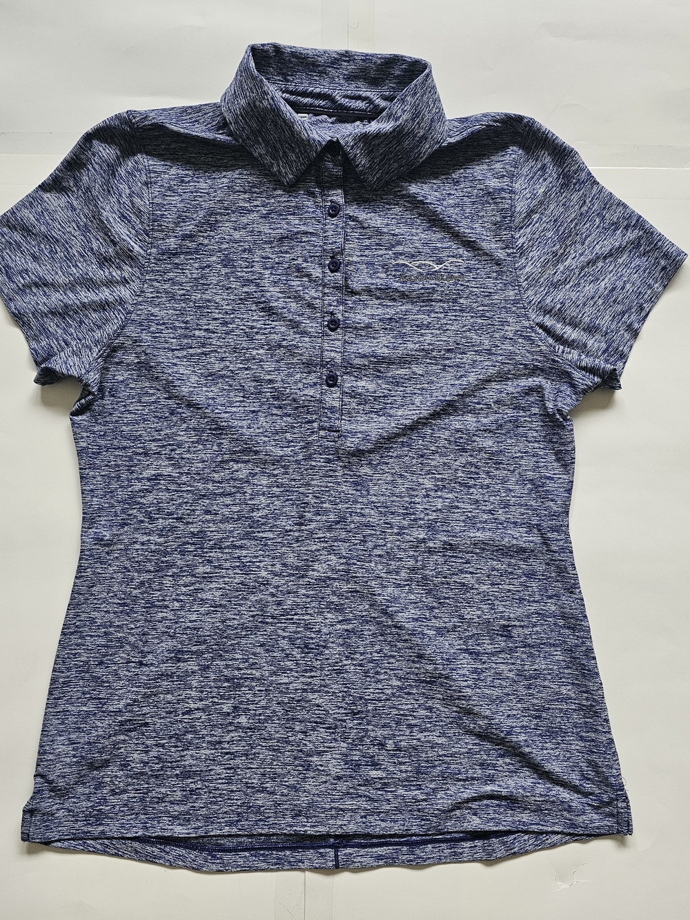 Under Armour Women's Heathered Navy Short-Sleeve Button-Up Polo